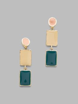Globus - Geometric Gold Plated Drop Earrings-3623441001