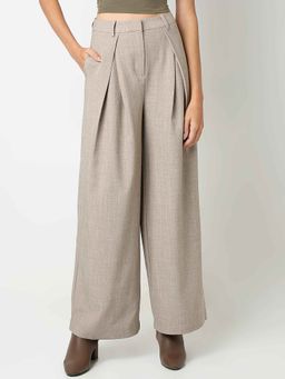 VERO MODA - Taupe Grey Box Pleat Trouser