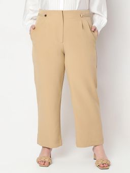 VERO MODA - Curve Beige High Rise Straight Fit Trouser