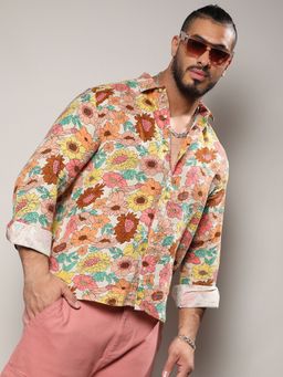 Instafab Plus - Mens Multicolour Floral Cluster Shirt
