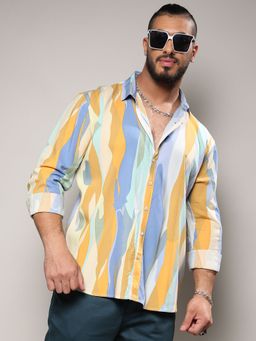 Instafab Plus - Mens Multicolour Contrast Abstract Print Shirt