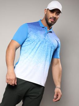 Instafab Plus - Mens Royal Blue & Chalk White Ombre Polo T-Shirt