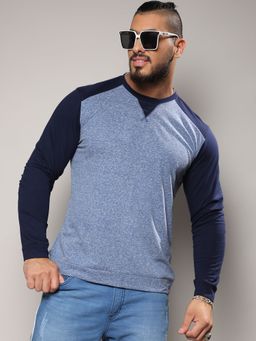 Instafab Plus - Mens Blue Raglan T-Shirt