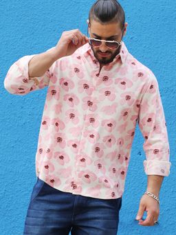 Instafab Plus - Mens Light Pink Flower Petals Shirt