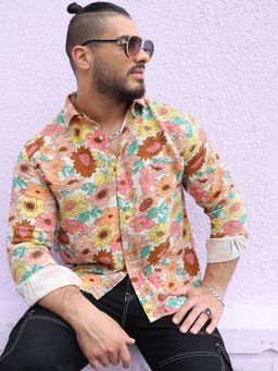 Instafab Plus - Mens Multicolour Floral Cluster Shirt