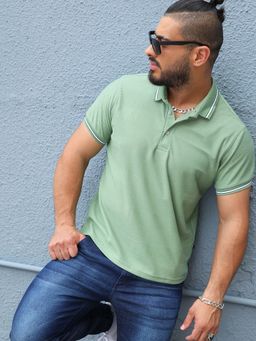 Instafab Plus - Mens Olive Green Polo T-Shirt