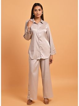 Lakshita - Shirt and Trousers Pink Net Inserts At Sleeves (Set of 2)