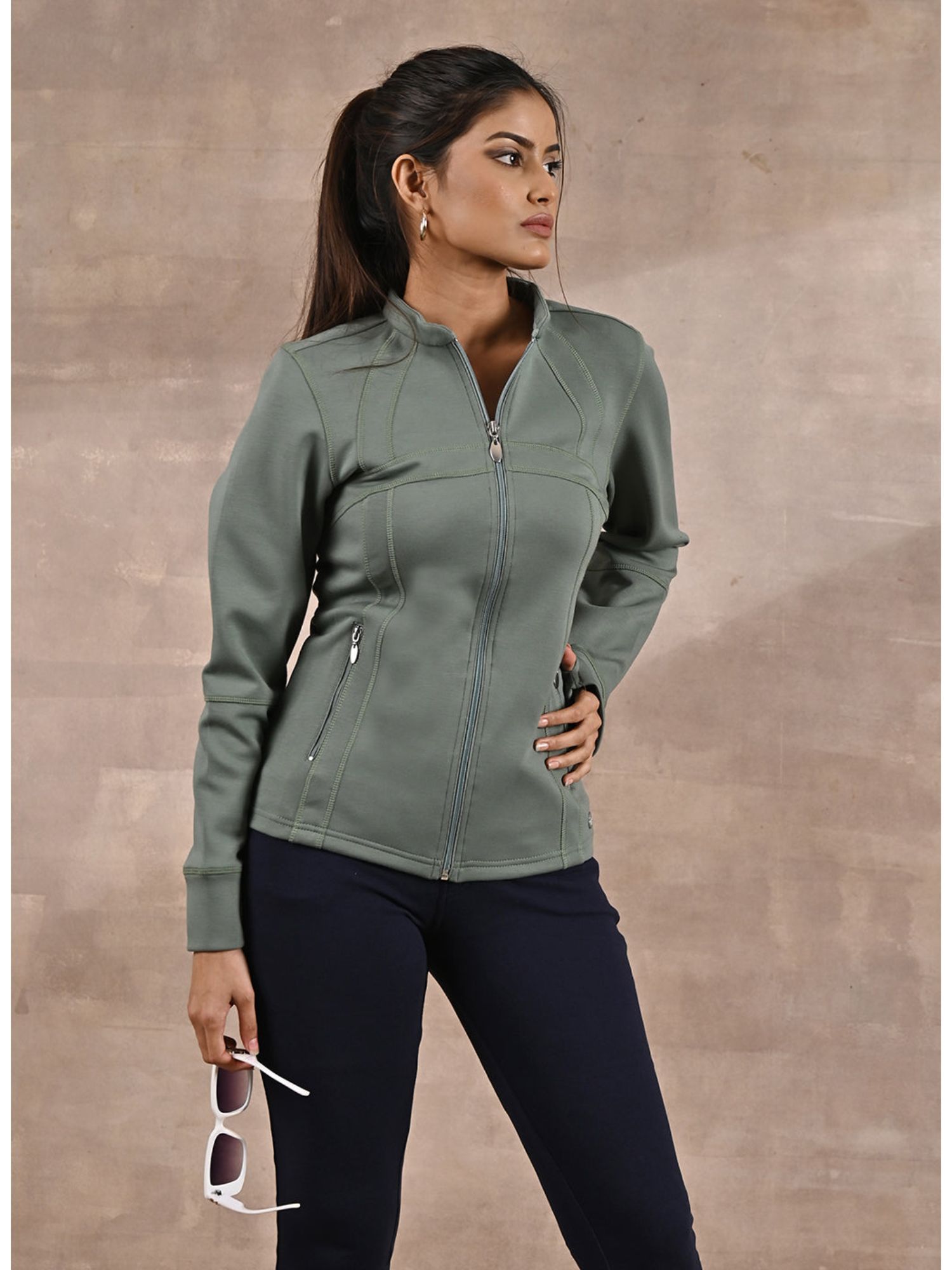 Buy Lakshita Green Long-Sleeve Jacket with Decorative Cuts Online