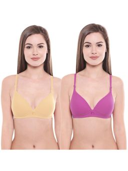 Bodycare - Pack Of 2 Lightly Padded T-Shirt Bra - Multi Color