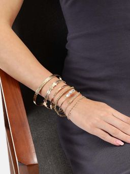 Carlton London - Two Toned Cz Cuff Link Bracelet (Set Of 7)