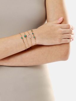 Carlton London - Rose Gold Pleated Cz Heart Charm Bracelet (Set Of 4)