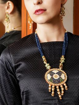 Odette - Green Mixed Metal Detailing Jewellery Set