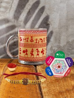 Indigifts - Rakshabandhan Gifts For Bhai Transperant Mug, Rakhi, Roli With Card, Bhaiya Bhabhi Gift