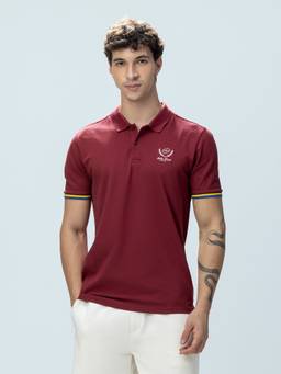 LOTTO - Men's Tipping Wine Red Polo T-shirt