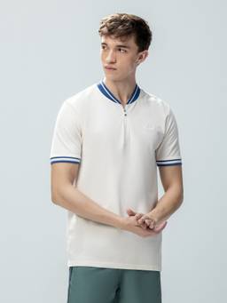LOTTO - Men's Chinese Collar Off White T-Shirt