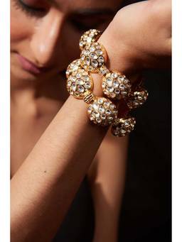 VIVINIA By Vidhi Mehra - Aatman Gold Plated White Women Kundan Polki Pair Of Bangles (2.4)
