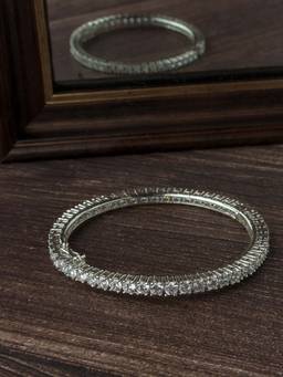 VIVINIA By Vidhi Mehra - Silver Plated Zircon Women's Pair Of Bangles