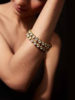 VIVINIA By Vidhi Mehra - Aatman Gold Plated White Women Kundan Polki Pair Of Bangles (2.4)