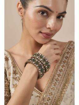 VIVINIA By Vidhi Mehra - Florence Gold Plated Multi-Colour Women Kundan Polki Pair Of Bangles