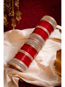 VIVINIA By Vidhi Mehra - Gold Plated White Stoned Women's Pair Of Chuda Set