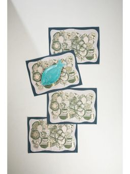 Freedom Tree - Koza Foil Cotton Gold And Green Table Mat (Pack of 4)