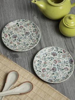 ARRABI - Premium Multi Handcrafted & Hand Printed Stoneware Matte Plates (Pack of 2)