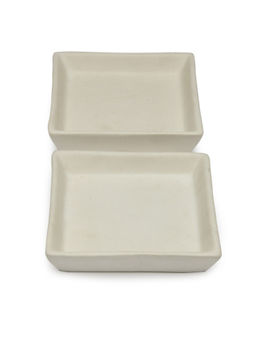 ARRABI - Premium Cream Handcrafted Stoneware Solid Tray (Pack of 2)