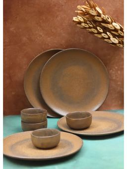 WEAVING HOMES - Woody Brown Dinner Set With Brown Color