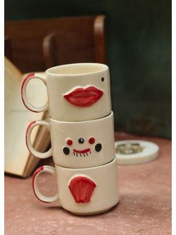 WEAVING HOMES - Happy Faces Mugs Combo With White Color