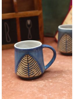 WEAVING HOMES - Blue Leaf Coffee Mug With Blue Color