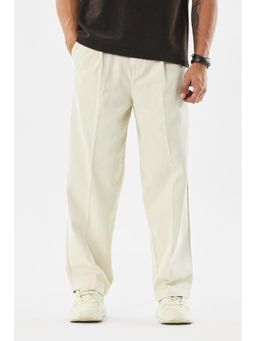 Snitch - Men Cream Textured Casual Trouser