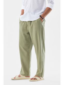 Snitch - Men Olive Stripes Casual Trouser