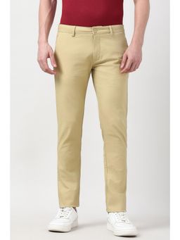 Peter England - Men Beige Solid Casual Trouser