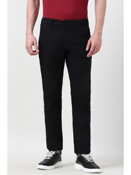 Peter England - Men Black Solid Casual Trouser