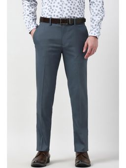 Peter England - Men Grey Solid Formal Trouser