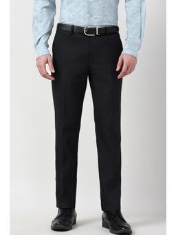 Peter England - Men Black Solid Formal Trouser