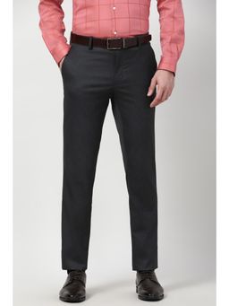Peter England - Men Grey Solid Formal Trouser