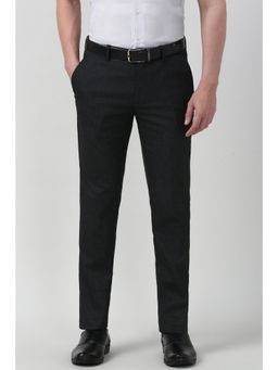 Peter England - Men Black Checks Formal Trouser