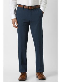 Van Heusen - Men Navy Blue Solid Formal Trouser