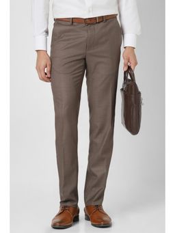 Van Heusen - Men Brown Solid Formal Trouser