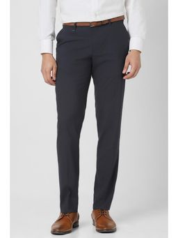 Van Heusen - Men Charcoal Solid Formal Trouser