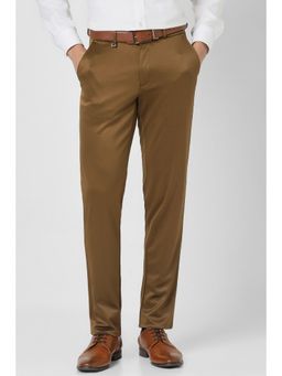 Van Heusen - Men Brown Solid Formal Trouser
