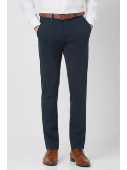 Van Heusen - Men Navy Blue Solid Formal Trouser