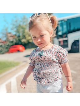 CHERRY CRUMBLE BY NITT HYMAN - Multicolour Floral Print Summer Grid Top