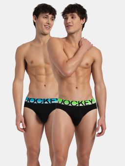 Jockey - FP02 Men Super Combed Cotton Rib Solid Brief - Black New (Pack of 2)