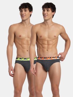 Jockey - FP02 Men Super Combed Cotton Rib Solid Brief - Charcoal Melange (Pack of 2)