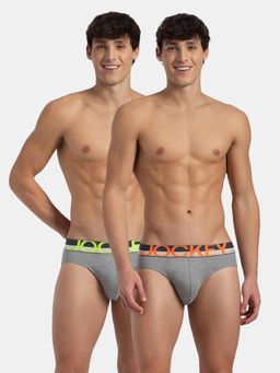 Jockey - FP02 Men Super Combed Cotton Rib Solid Brief - Grey (Pack of 2)