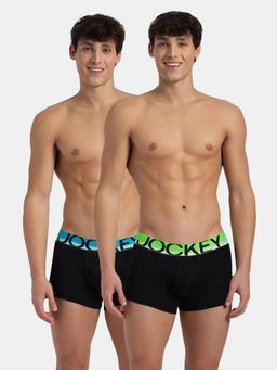 Jockey - FP03 Men Super Combed Cotton Rib Solid Trunk - Black New (Pack of 2)