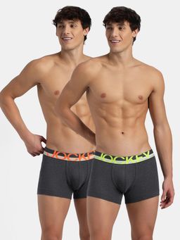 Jockey - FP03 Men Super Combed Cotton Rib Solid Trunk - Charcoal Melange (Pack of 2)