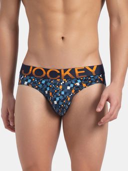 Jockey - FP22 Men Super Combed Cotton Elastane Printed Brief - Navy Autumn Glory